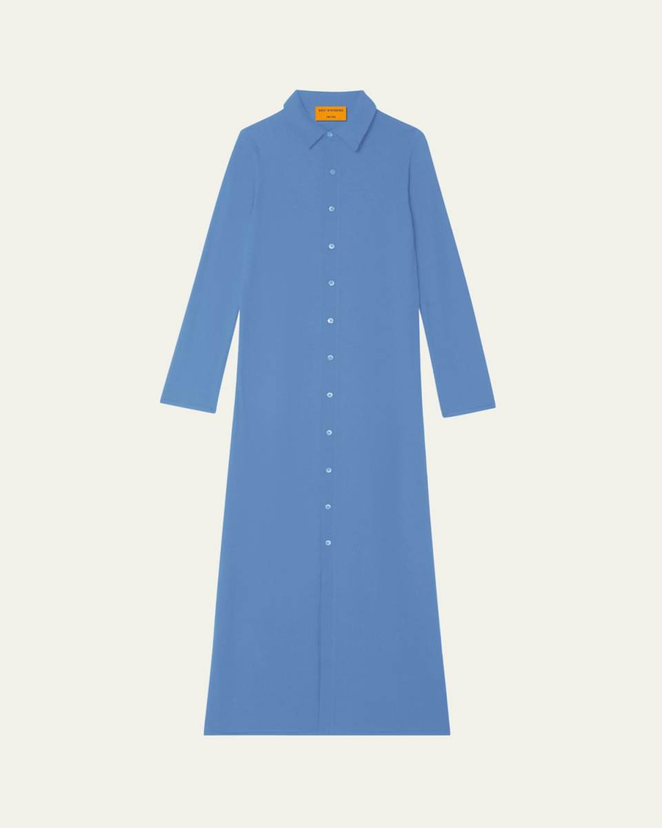Showtime Silk-Linen Maxi Shirtdress